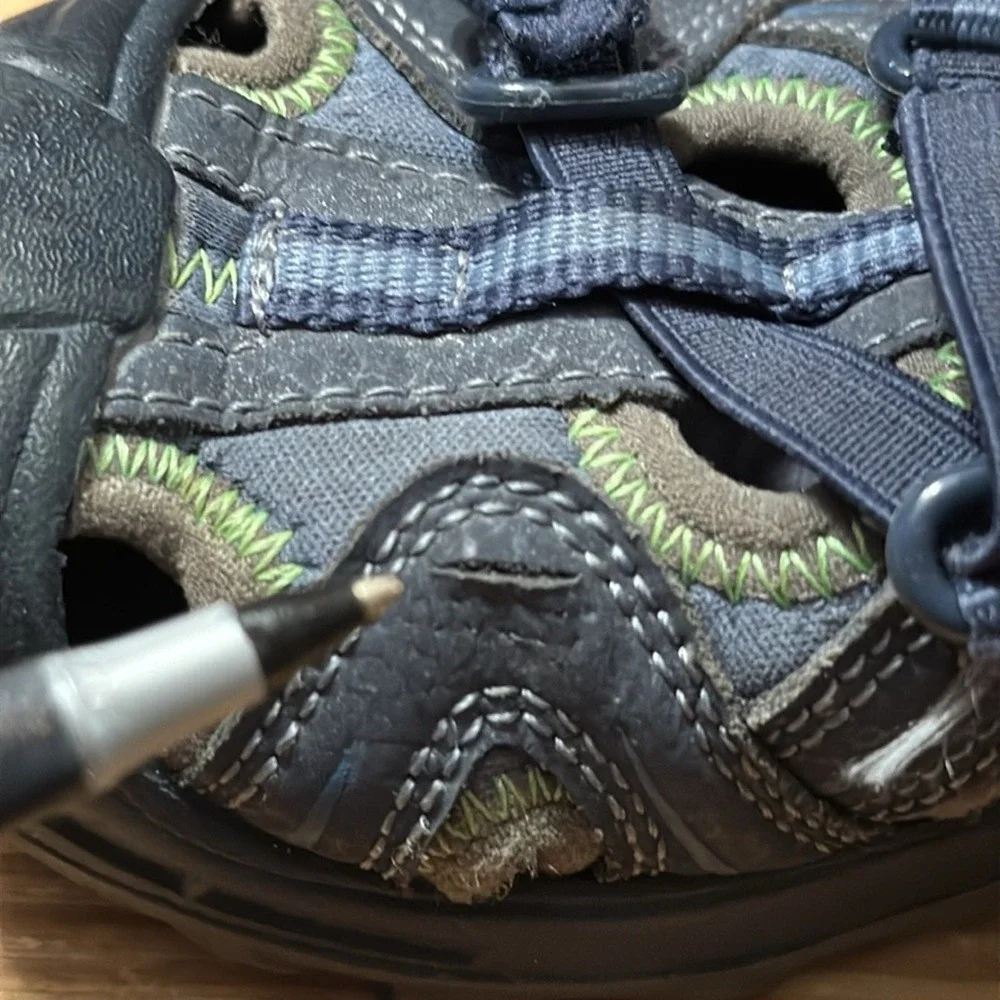 Merrell hydro sandals with leather upper size 12M blue gray Kids